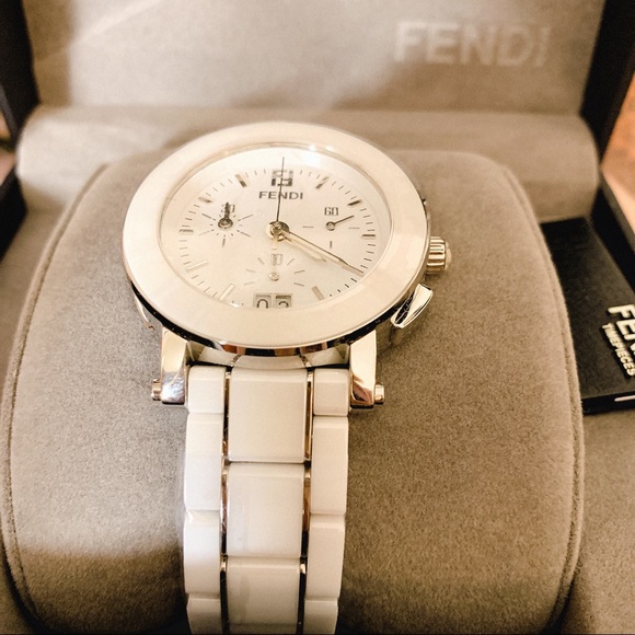 Fendi Ceramic' White Dial Chronograph Quartz Watch - Picture 3 of 8